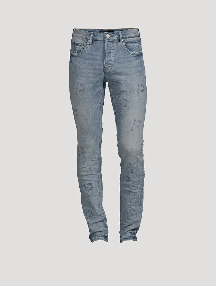 Skinny Jeans With Plaid Embroidery
