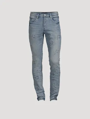Skinny Jeans With Plaid Embroidery