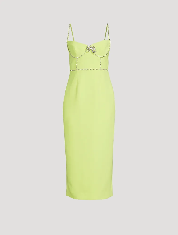 Embellished Bow Crepe Midi Dress