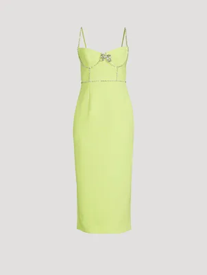 Embellished Bow Crepe Midi Dress