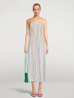 Cotton Midi Dress Striped Print
