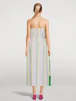 Cotton Midi Dress Striped Print