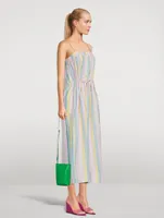Cotton Midi Dress Striped Print