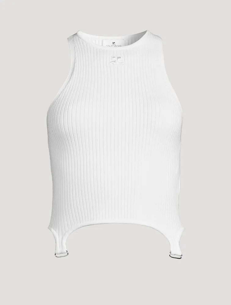 Suspenders Rib-Knit Tank Top