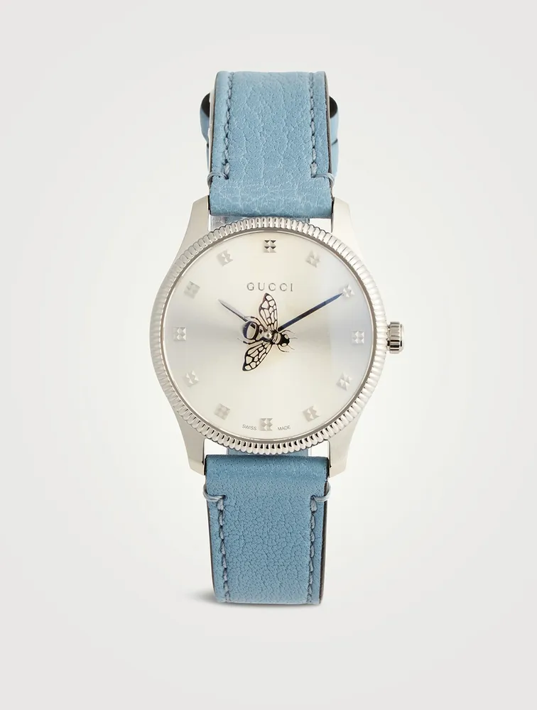 G-Timeless Slim Leather Strap Watch
