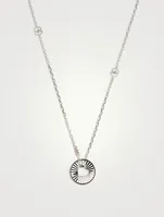 18K White Gold Round Heart Pendant Necklace