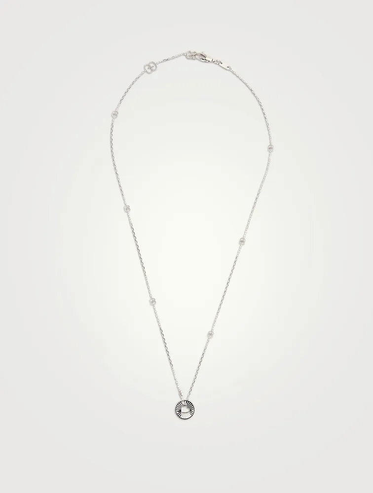 18K White Gold Round Heart Pendant Necklace