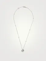 18K White Gold Round Heart Pendant Necklace