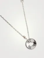 18K White Gold Round Heart Pendant Necklace