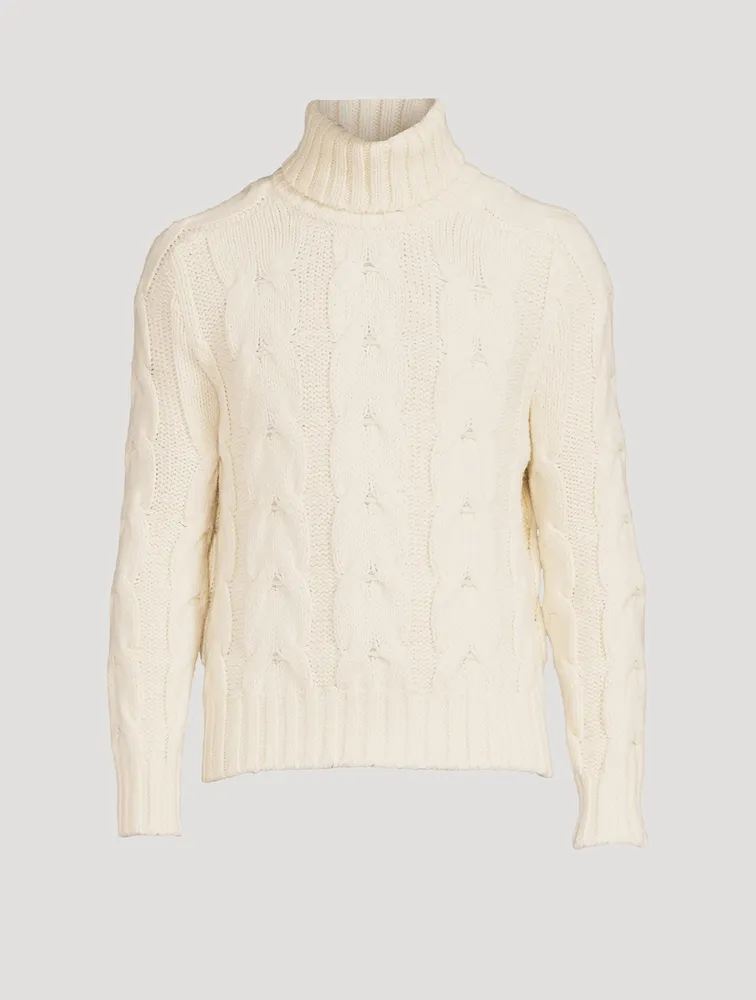 Wool-Blend Cable Knit Sweater