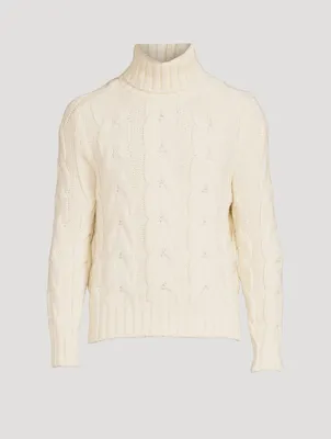 Wool-Blend Cable Knit Sweater