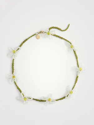 Beaded Crystal Flower Necklace