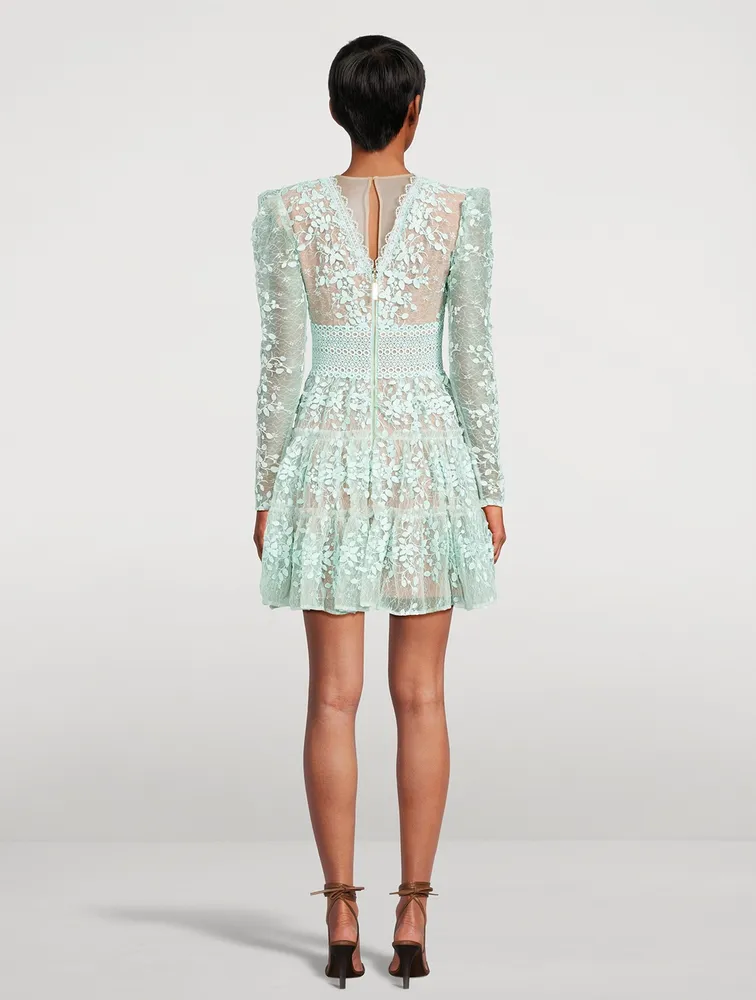Megan Floral Appliqué Tulle Mini Dress