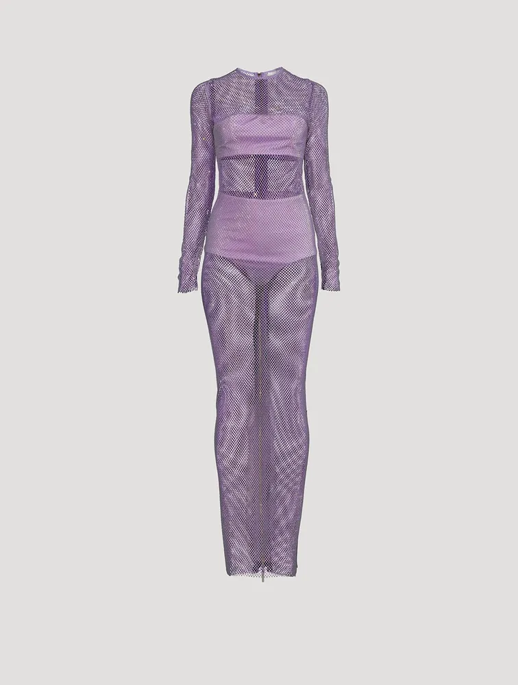 Webb Embellished Fishnet Dress