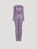 Webb Embellished Fishnet Dress