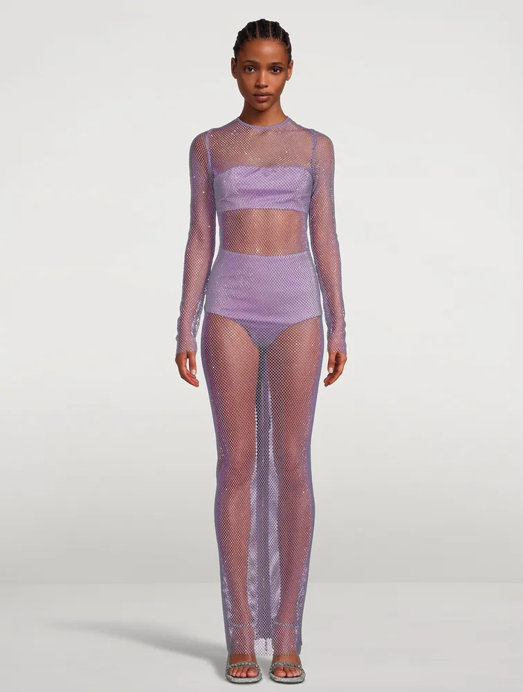 Webb Embellished Fishnet Dress