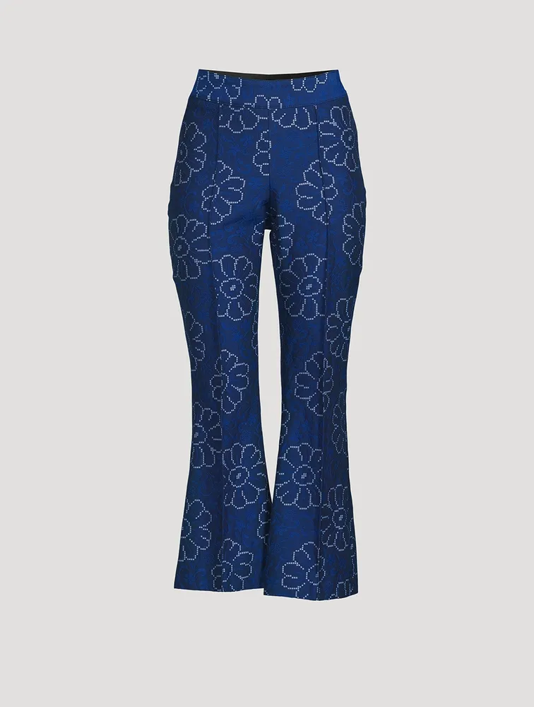 Pintuck Flare Cropped Trousers