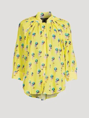 Gathered Blouse Floral Print