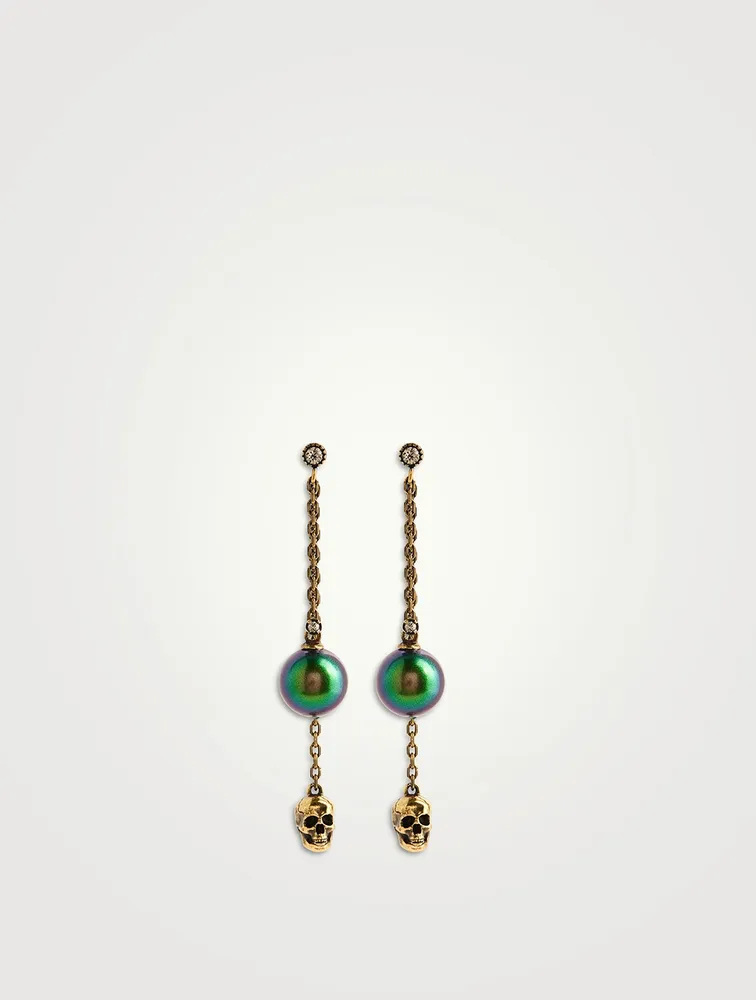 Skull Drop Chain Earrings