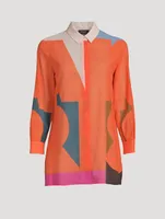 Cotton Voile Blouse with Composed Letters Print