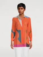 Cotton Voile Blouse with Composed Letters Print