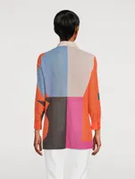 Cotton Voile Blouse with Composed Letters Print