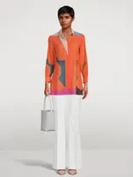 Cotton Voile Blouse with Composed Letters Print