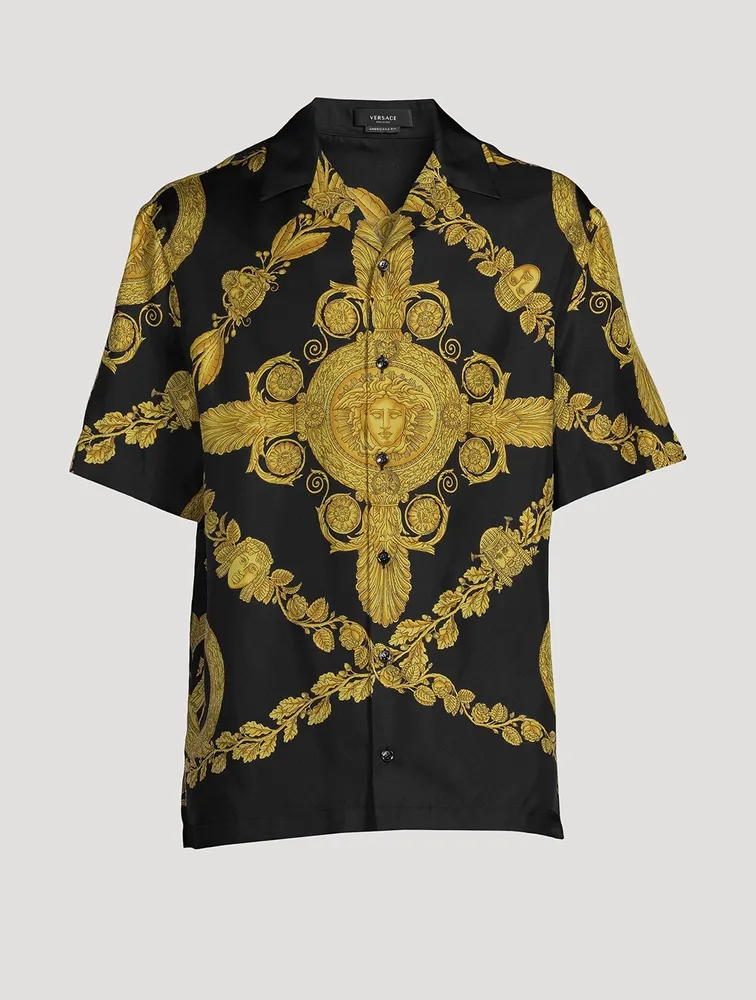 Maschera Baroque Silk Short-Sleeve Shirt