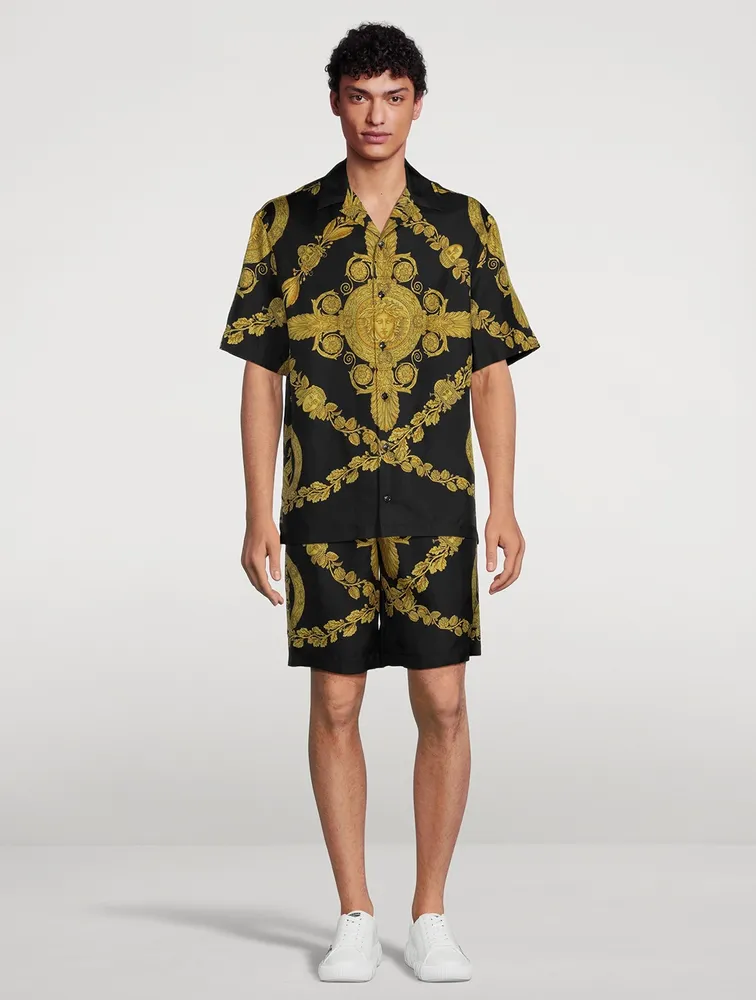 Maschera Baroque Silk Short-Sleeve Shirt