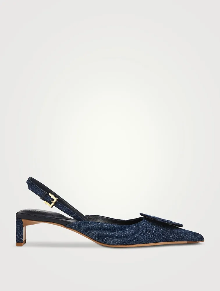 Les Duelo Denim Slingback Pumps