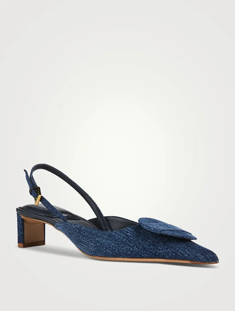 Les Duelo Denim Slingback Pumps