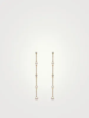 Trend 18K Gold Freshwater Pearl And Diamond Earrings