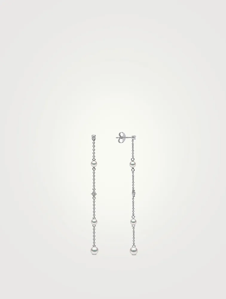Trend 18K Gold Freshwater Pearl And Diamond Earrings