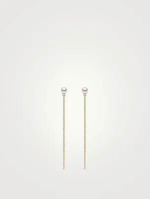 Trend 18K Gold Freshwater Pearl And Diamond Earrings