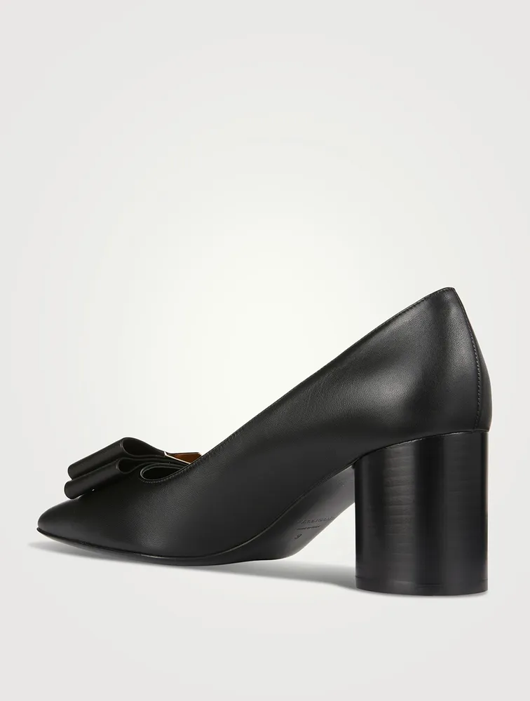 Double-Bow Leather Pumps