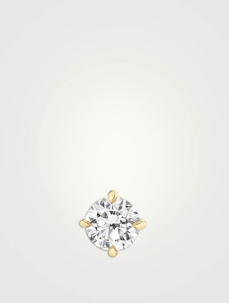 14K Gold Brilliant Round VRAI Created Diamond Solitaire Stud Earring