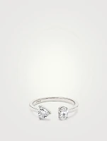 14K Gold Oval And Trillion Mixed Cuff Ring With Lab Grown Diamonds