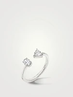 14K Gold Oval And Trillion Mixed Cuff Ring With Lab Grown Diamonds
