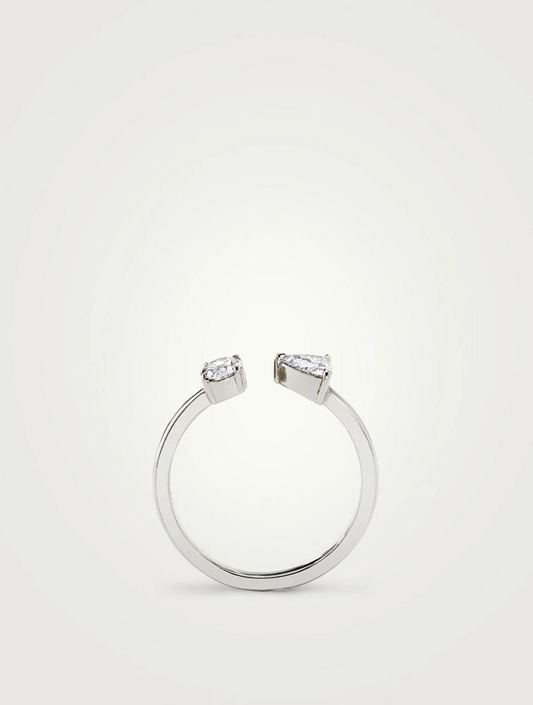 14K Gold Oval And Trillion Mixed Cuff Ring With Lab Grown Diamonds