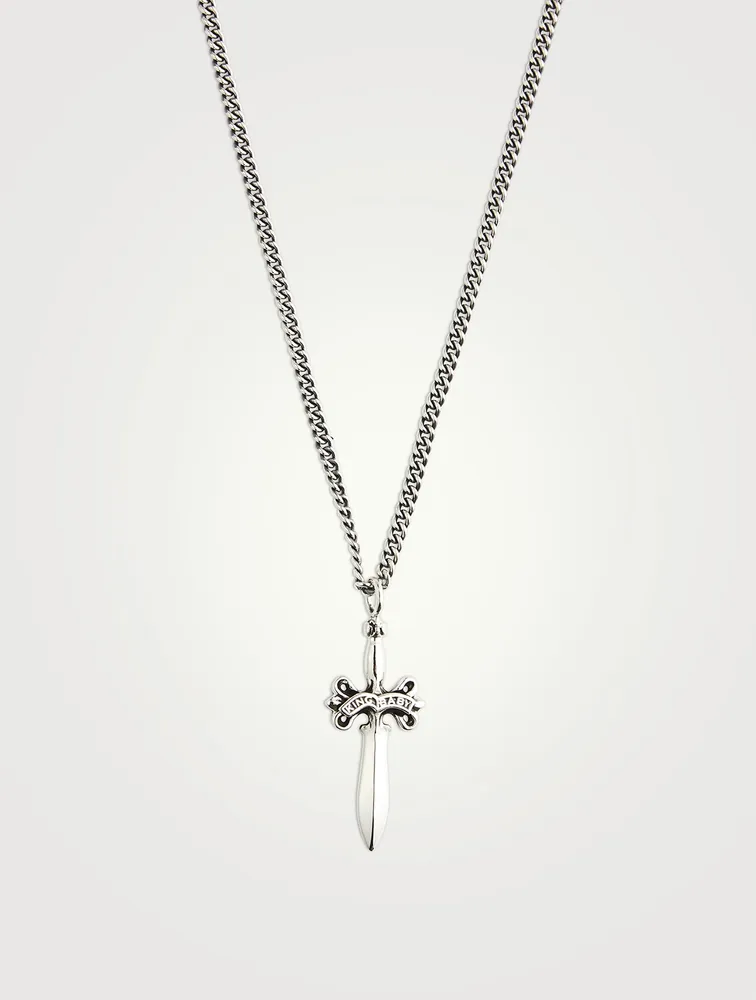 Silver Dagger Pendant Necklace
