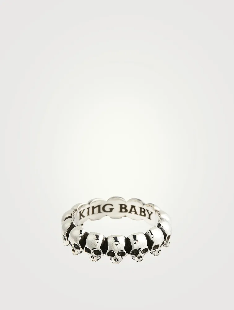 Silver Skull Infinity Ring