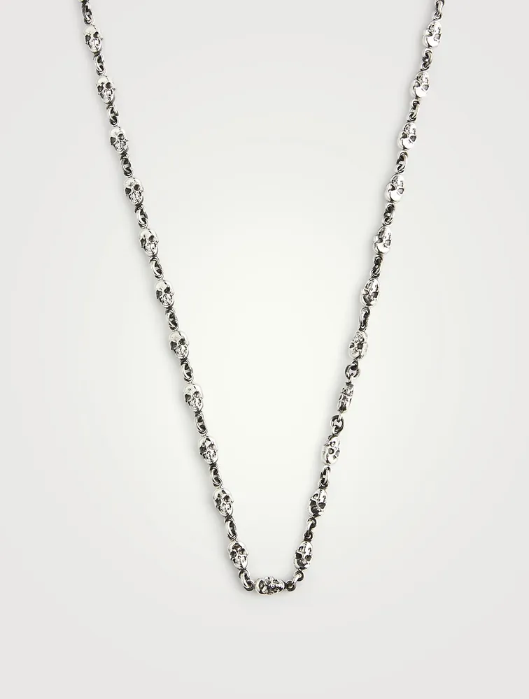 Small Silver Skull Chain Necklace