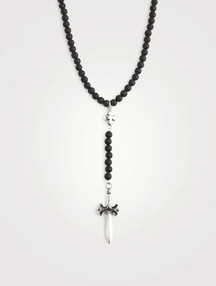 Onyx Beaded Dagger Rosary