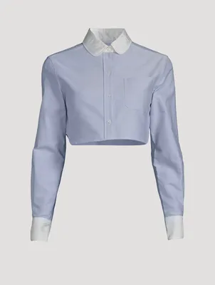 Cropped Cotton And Silk Oxford Shirt