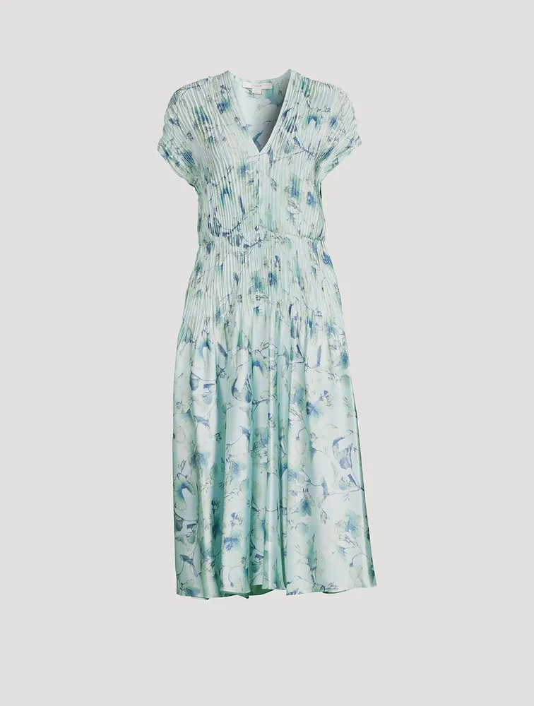Flora Crushed Cap Sleeve V-Neck Dress