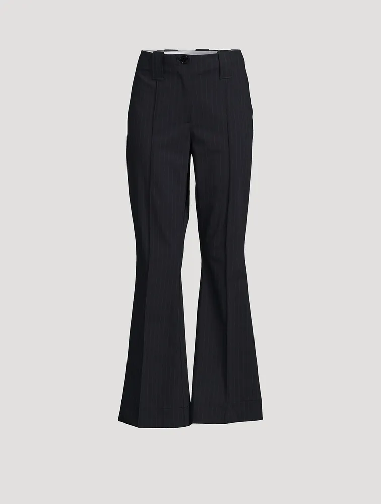 Bootcut Trousers Pinstripe Print
