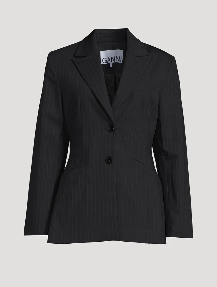 Single-Breasted Blazer Pinstripe Print