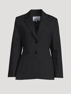 Single-Breasted Blazer Pinstripe Print