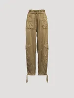 Washed Satin Cargo Pants