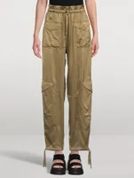 Washed Satin Cargo Pants